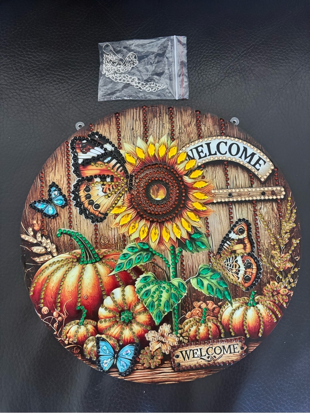 Hand Crafted Sunflower & Pumpkin Welcome Sign (sealed) - Picture 3 of 4